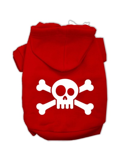 Skull Crossbone Screen Print Pet Hoodies Red Size Lg