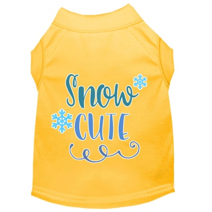 Snow Cute Screen Print Dog Shirt Yellow Lg