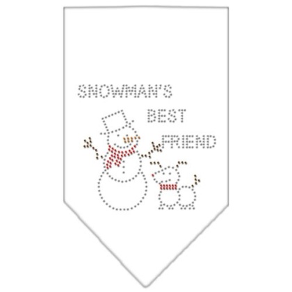 Snowman's Best Friend Rhinestone Bandana White Large