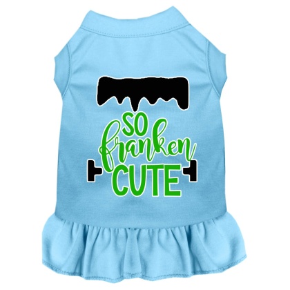 So Franken Cute Screen Print Dog Dress Baby Blue 4X