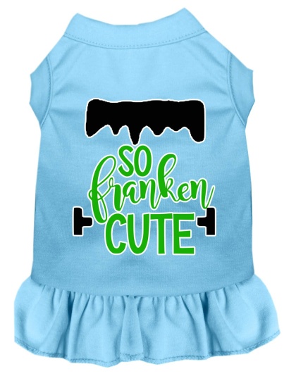 So Franken Cute Screen Print Dog Dress Baby Blue 4X