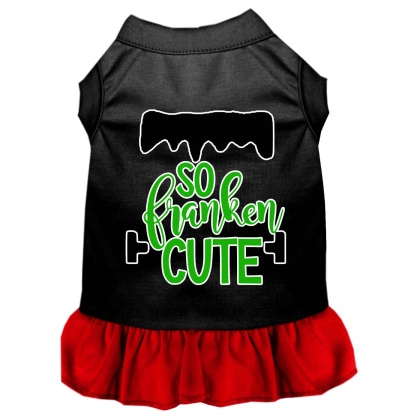 So Franken Cute Screen Print Dog Dress Black with Red Lg