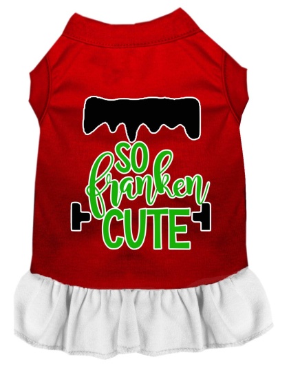 So Franken Cute Screen Print Dog Dress Red with White Lg
