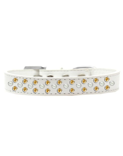 Sprinkles Dog Collar Pearl and Yellow Crystals Size 12 White