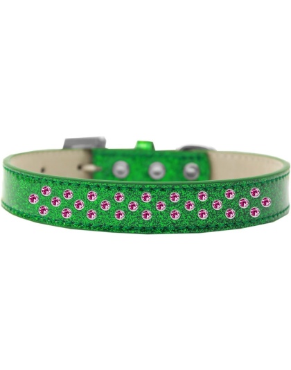 Sprinkles Ice Cream Dog Collar Bright Pink Crystals Size 12 Emerald Green