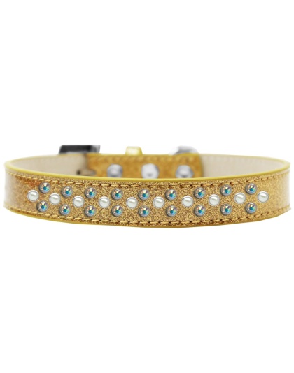 Sprinkles Ice Cream Dog Collar Pearl and AB Crystals Size 12 Gold