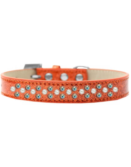 Sprinkles Ice Cream Dog Collar Pearl and AB Crystals Size 12 Orange