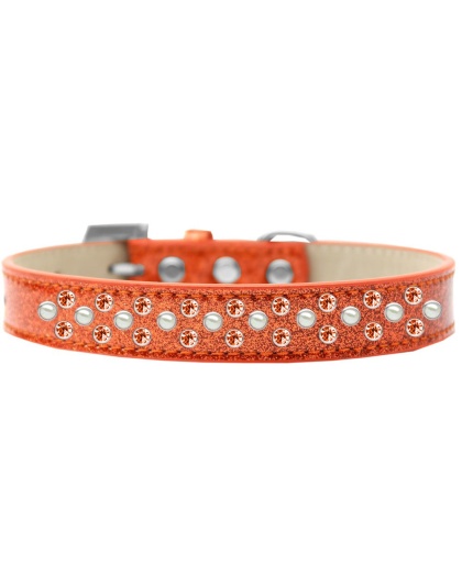 Sprinkles Ice Cream Dog Collar Pearl and Orange Crystals Size 12 Orange