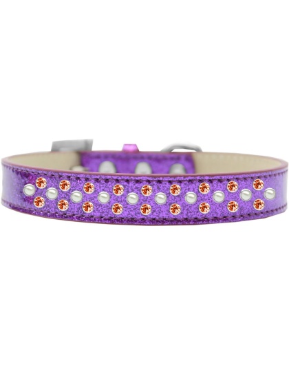 Sprinkles Ice Cream Dog Collar Pearl and Orange Crystals Size 12 Purple