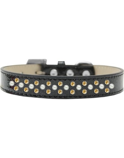 Sprinkles Ice Cream Dog Collar Pearl and Yellow Crystals Size 12 Black