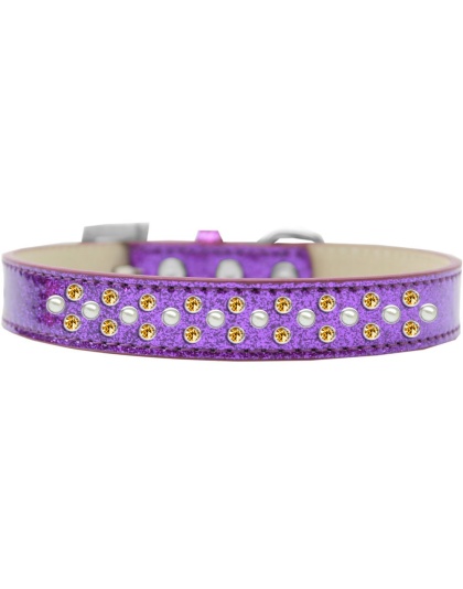 Sprinkles Ice Cream Dog Collar Pearl and Yellow Crystals Size 12 Purple