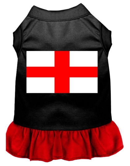 St Georges Cross Screen Print Dress Black with Red Lg