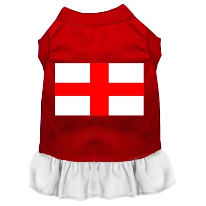 St Georges Cross Screen Print Dress Red with White Lg