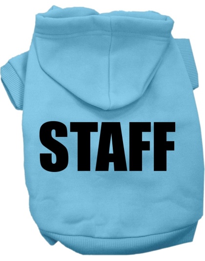 Staff Costume Screen Print Dog Hoodie Baby Blue Size XS