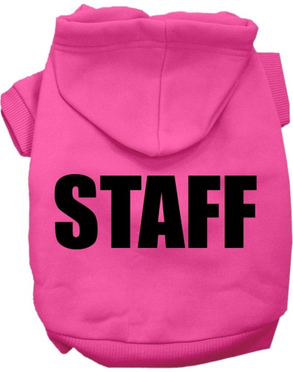 Staff Costume Screen Print Dog Hoodie Bright Pink Size XS