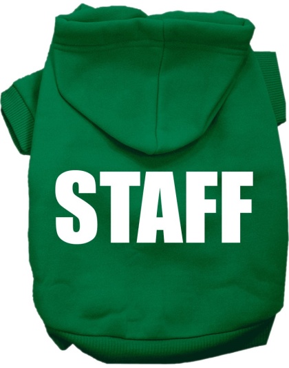 Staff Costume Screen Print Dog Hoodie Emerald Green Size XS