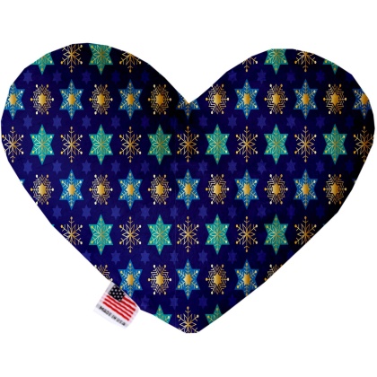 Star of David and Snowflakes 6 Inch Canvas Heart Dog Toy