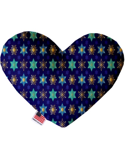 Star of David and Snowflakes 6 Inch Canvas Heart Dog Toy