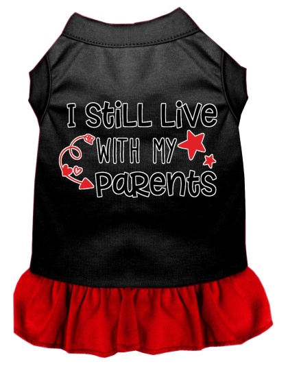 Still Live with my Parents Screen Print Dog Dress Black with Red Lg