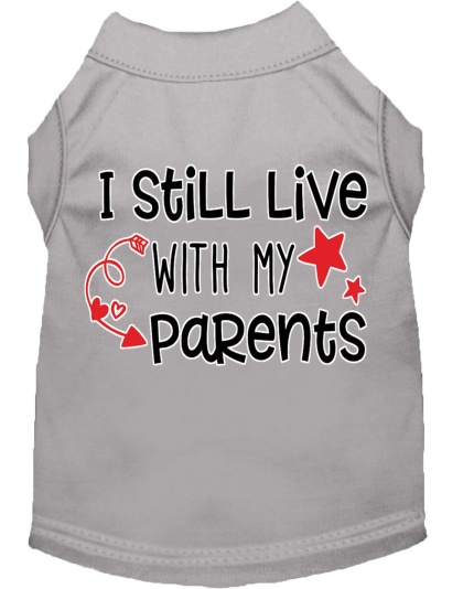 Still Live with my Parents Screen Print Dog Shirt Grey Lg