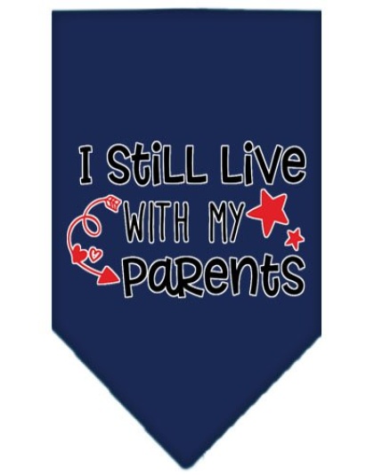 Still Live with my Parents Screen Print Pet Bandana Navy Blue large