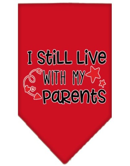 Still Live with my Parents Screen Print Pet Bandana Red Large