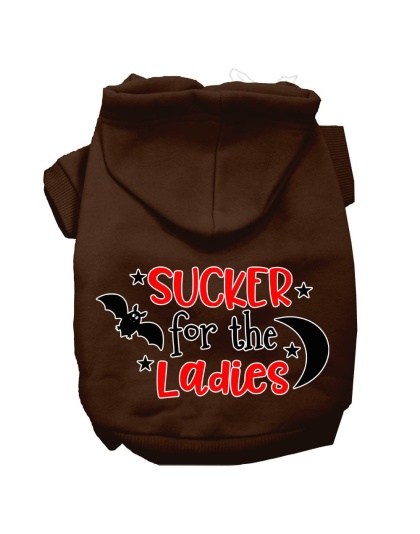 Sucker for the Ladies Screen Print Dog Hoodie Brown L