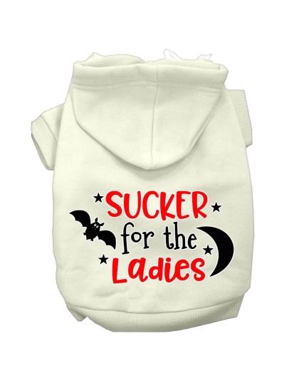 Sucker for the Ladies Screen Print Dog Hoodie Cream L