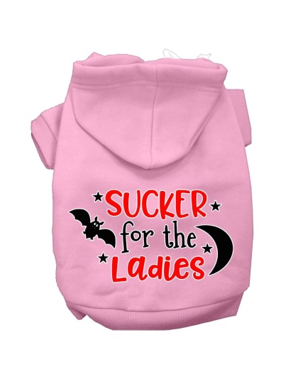 Sucker for the Ladies Screen Print Dog Hoodie Light Pink L