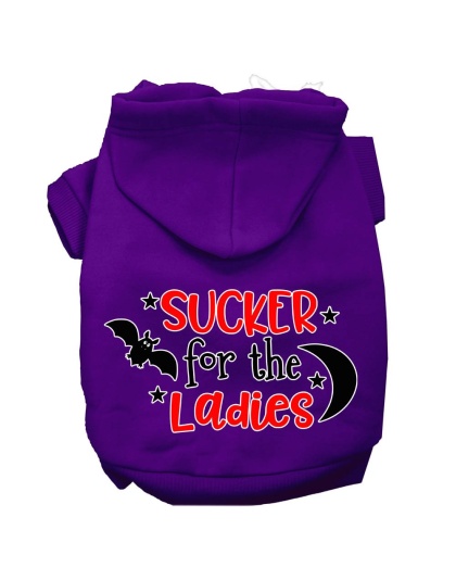 Sucker for the Ladies Screen Print Dog Hoodie Purple L