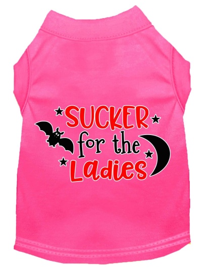 Sucker for the Ladies Screen Print Dog Shirt Bright Pink Lg