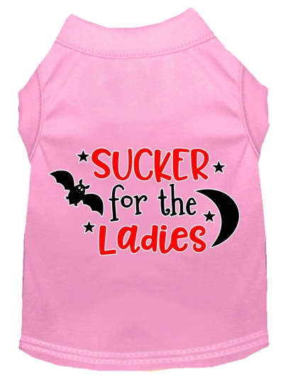 Sucker for the Ladies Screen Print Dog Shirt Light Pink Lg