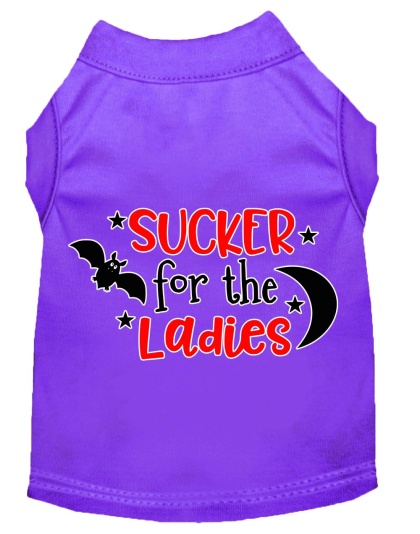 Sucker for the Ladies Screen Print Dog Shirt Purple Lg