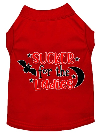 Sucker for the Ladies Screen Print Dog Shirt Red Lg