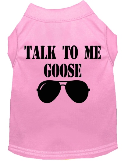 Talk to me Goose Screen Print Dog Shirt Light Pink Lg