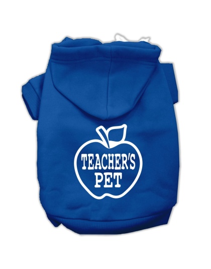 Teachers Pet Screen Print Pet Hoodies Blue Size L