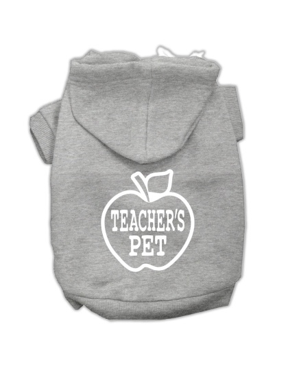 Teachers Pet Screen Print Pet Hoodies Grey Size L