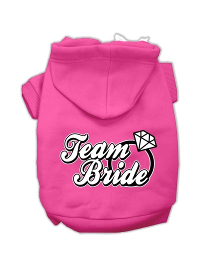 Team Bride Screen Print Pet Hoodies Bright Pink Size Lg