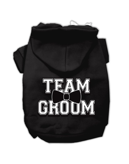 Team Groom Screen Print Pet Hoodies Black Size Lg