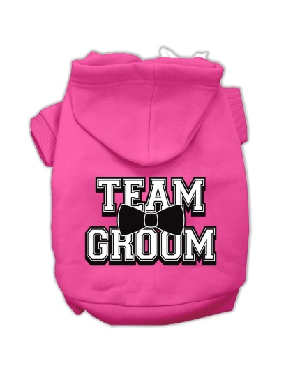 Team Groom Screen Print Pet Hoodies Bright Pink Size Lg
