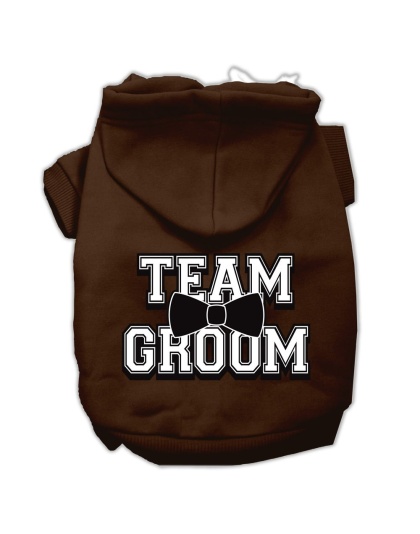 Team Groom Screen Print Pet Hoodies Brown Size Lg