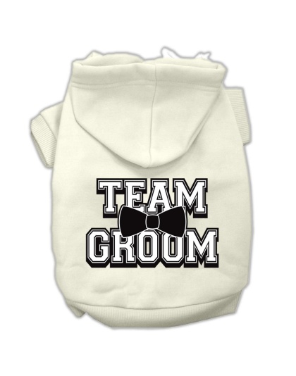 Team Groom Screen Print Pet Hoodies Cream Size Lg