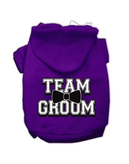 Team Groom Screen Print Pet Hoodies Purple Size Lg