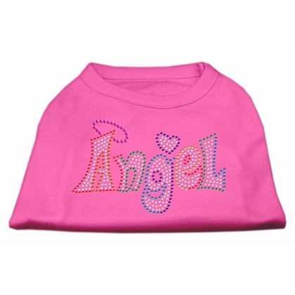 Technicolor Angel Rhinestone Pet Shirt Bright Pink Lg