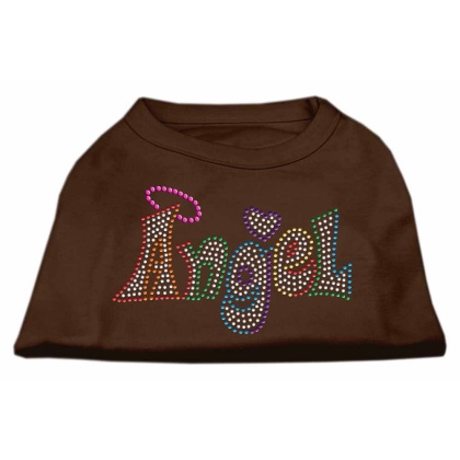 Technicolor Angel Rhinestone Pet Shirt Brown Lg