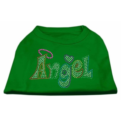 Technicolor Angel Rhinestone Pet Shirt Emerald Green Lg