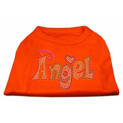 Technicolor Angel Rhinestone Pet Shirt Orange Lg