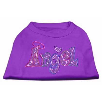 Technicolor Angel Rhinestone Pet Shirt Purple Lg