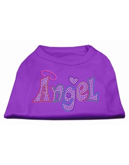Technicolor Angel Rhinestone Pet Shirt Purple Lg