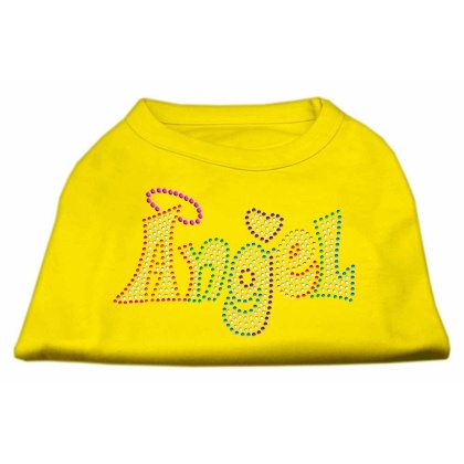 Technicolor Angel Rhinestone Pet Shirt Yellow Lg